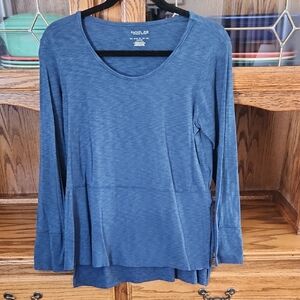 Rachel Zoe Blue Asymmetrical Long Sleeve Blouse